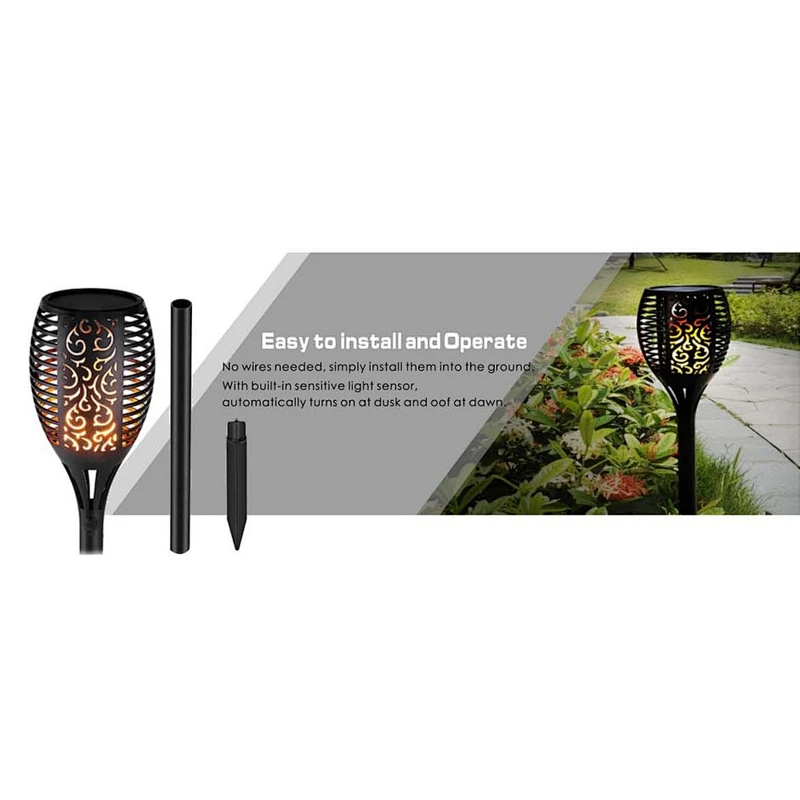 96 LED sensor solar light garden led solar light dancing flame solar torch lighting pole light