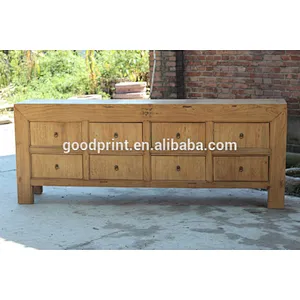 Chinese antique cabinet eight drawer recycle elm wood natural TV stand