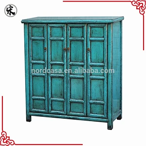 chinese traditional furniture blue finish big cabinet