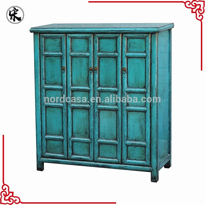chinese traditional furniture blue finish big cabinet