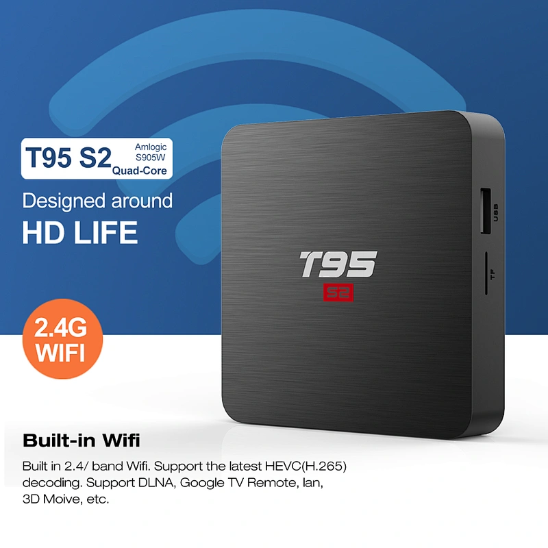 New Design T95S2 Global Version Android 7.1 TV BOX Smart Set-top 4K HD Wifi Media Player International Tvbox