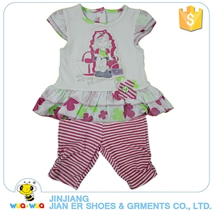 Summer 2 pieces sleeveless top and stripe pants baby girl clothes set