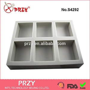 Square shape 6 hole soap molds silicone molds for soap making DIY toast soap loaf mold