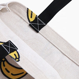Eco friendly fashion colorful summer printed promotional cotton jute beach tote shopping bag