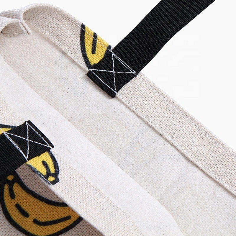 Eco friendly fashion colorful summer printed promotional cotton jute beach tote shopping bag