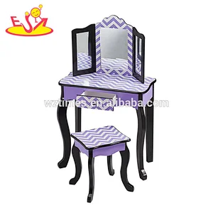 2018 New bule pattern wooden dressing table designs with mirrors W08H093
