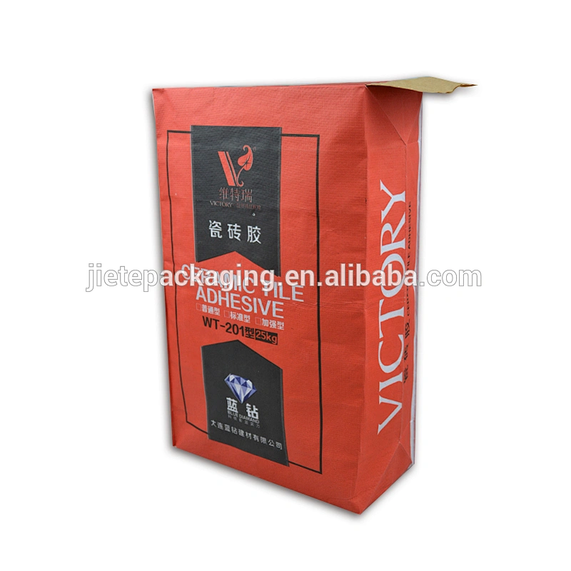 China manufacturer kraft paper valve bags with block bottom for packing cement, tile adhesive, mortar