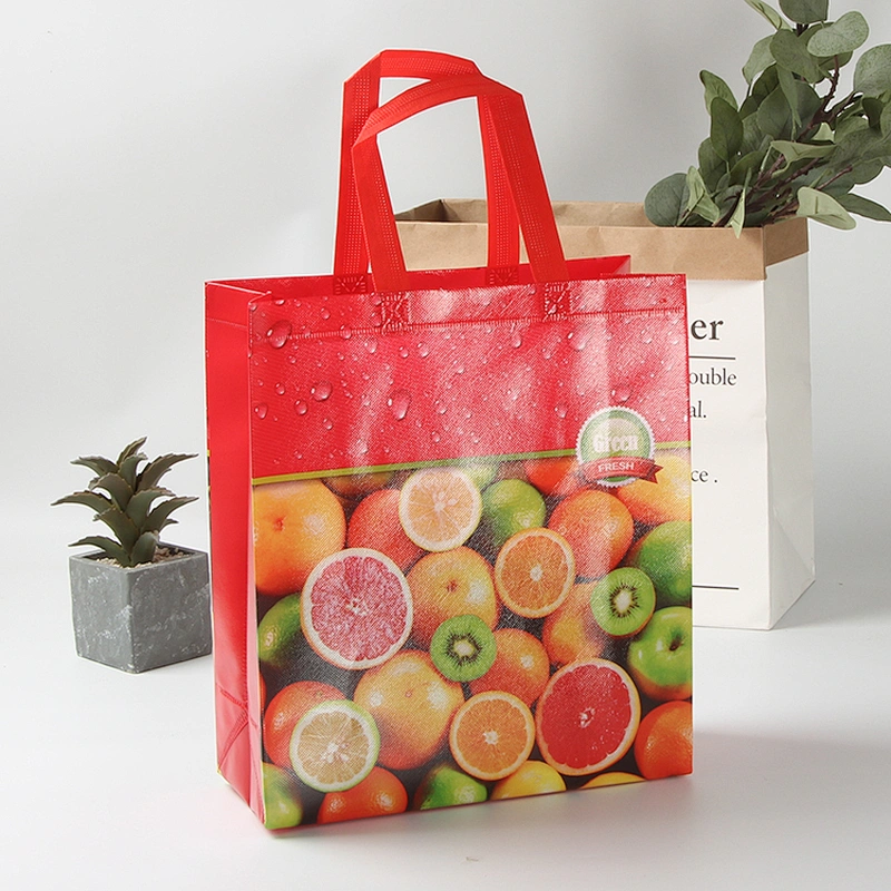 Cheap custom red foldable reusable shopping bag with pattern