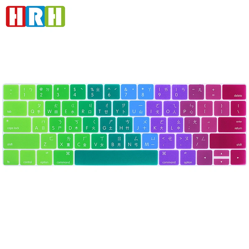 Waterproof taiwan custom silicone keyboard cover Skin raionbow color for Mac Pro Touch Bar a1706 us keyboard