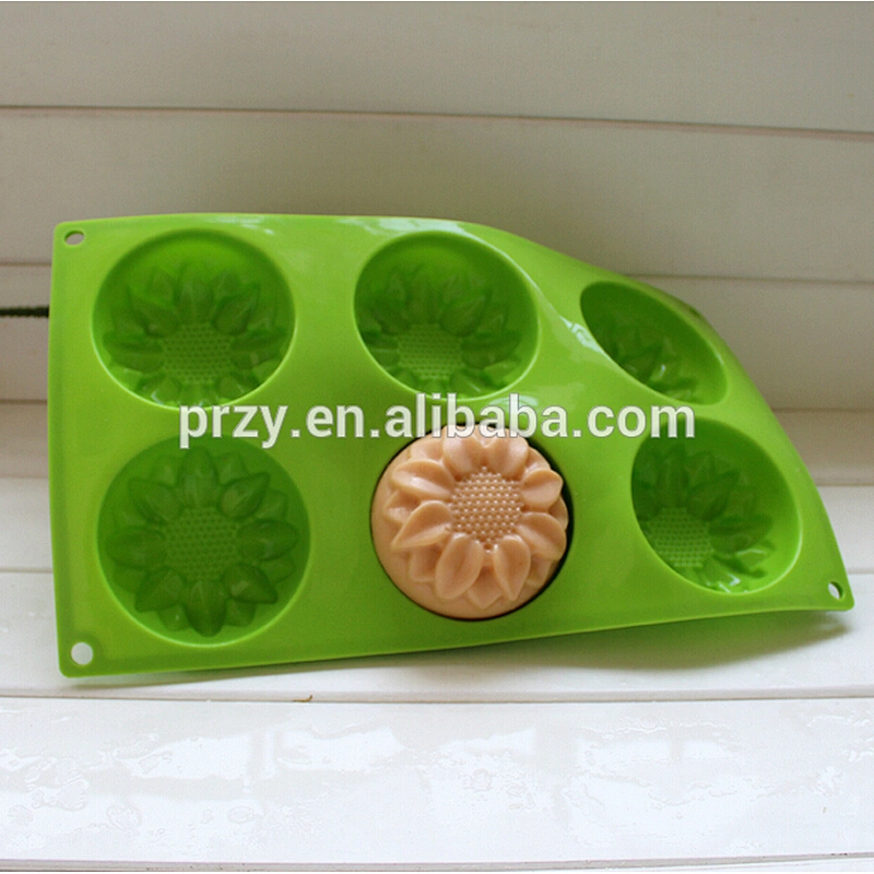 PRZY PR308 6 cavity sunflower shape silicone soap tray