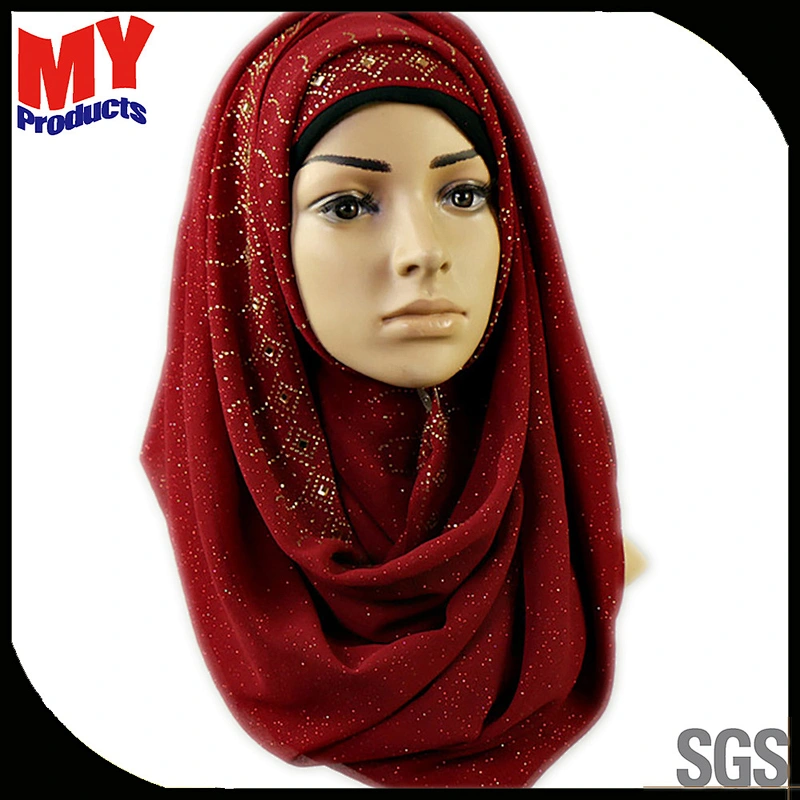 2019 New Style Women Luxury Belly Dance Hip Scarf Hijab Glitter Head Scarf For Muslim