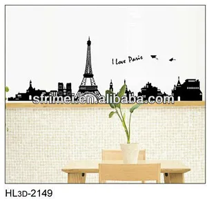 PVC 3D Sticker Eiffel Tower Wall Decal Stickers KW- HL3d-2149