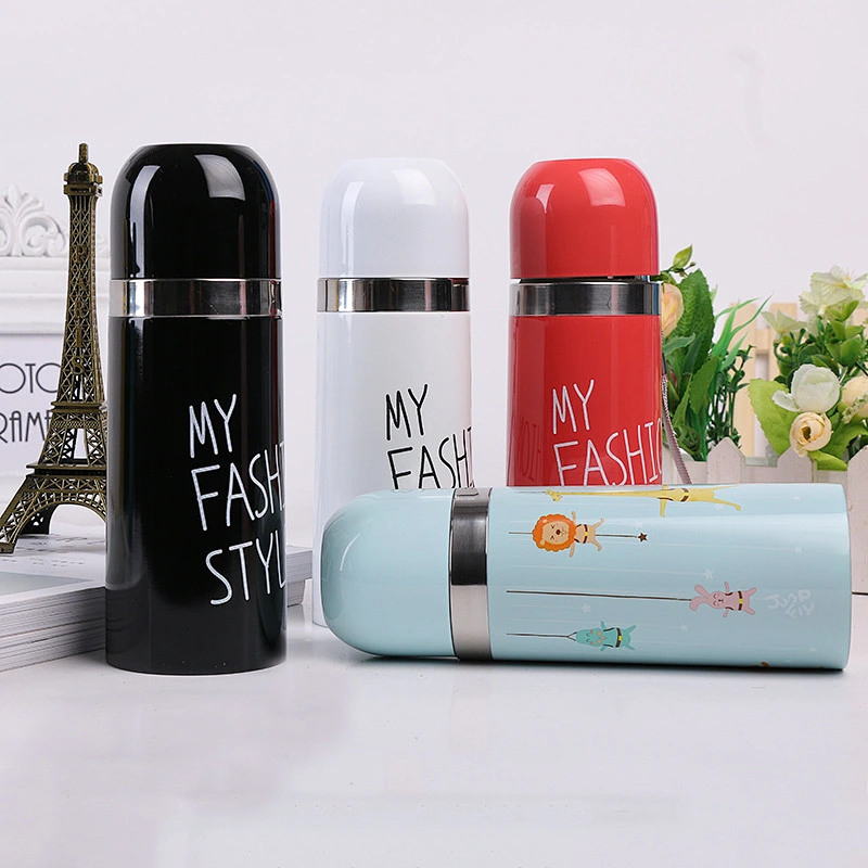 2017 new style cartoon portable stainless steel vacuum flask in outsiade