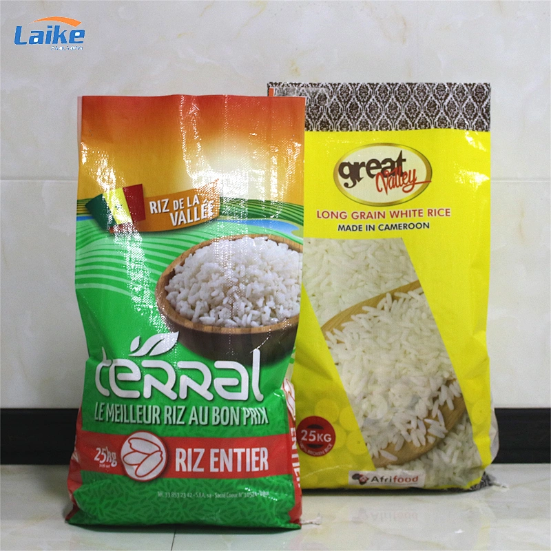 Custom print rice packaging bag 50kg 25kg with logo plastic woven bag pp woven bag for rice flour