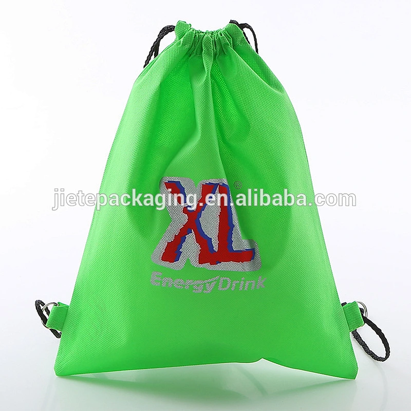 Green cheap fabric string non woven shoe bag