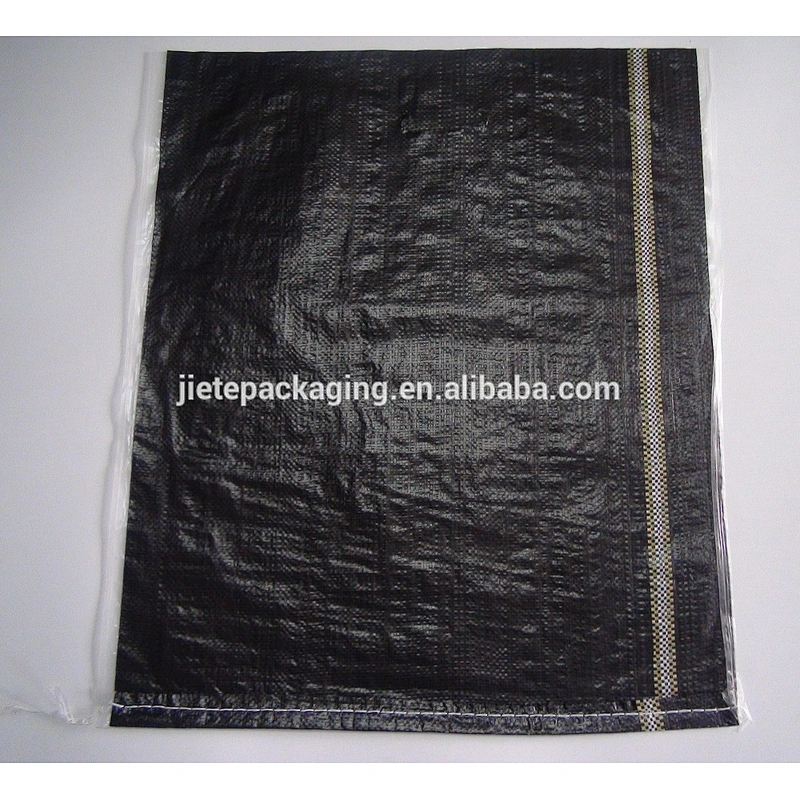 Customized design black printing plain black pp woven packaging bag for sand,garbage,shopping,market