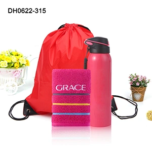 Hiking Outdoor Sports eco-friendly stainless steel Travel Bottle Set With towel for adults