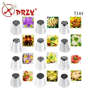 T144 Amazon hot sell 12 pcs stainless steel cake decorating tip icing nozzle set
