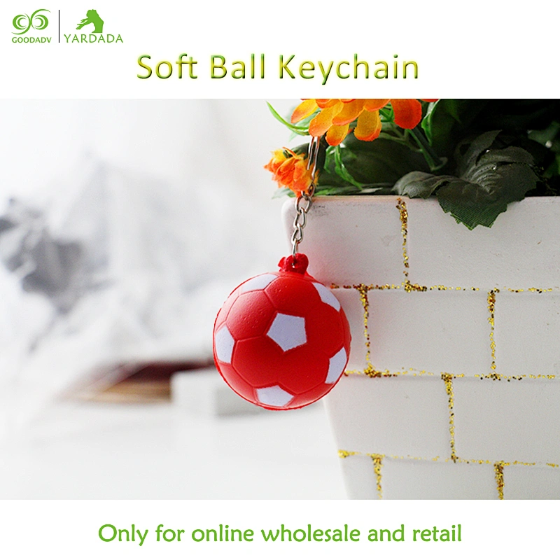 Red football PU ball key chain, football fans souvenir promotion key chain, men's wallet Pendant in stock