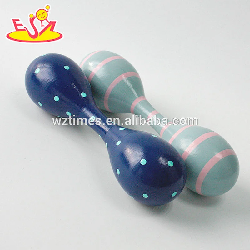Wholesale custom euro style double heads wooden shaking maracas W07I129