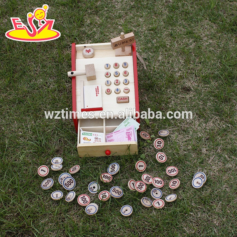 2018 new design baby wooden cash register toy,wholesale kids wooden cash register toy W10A052
