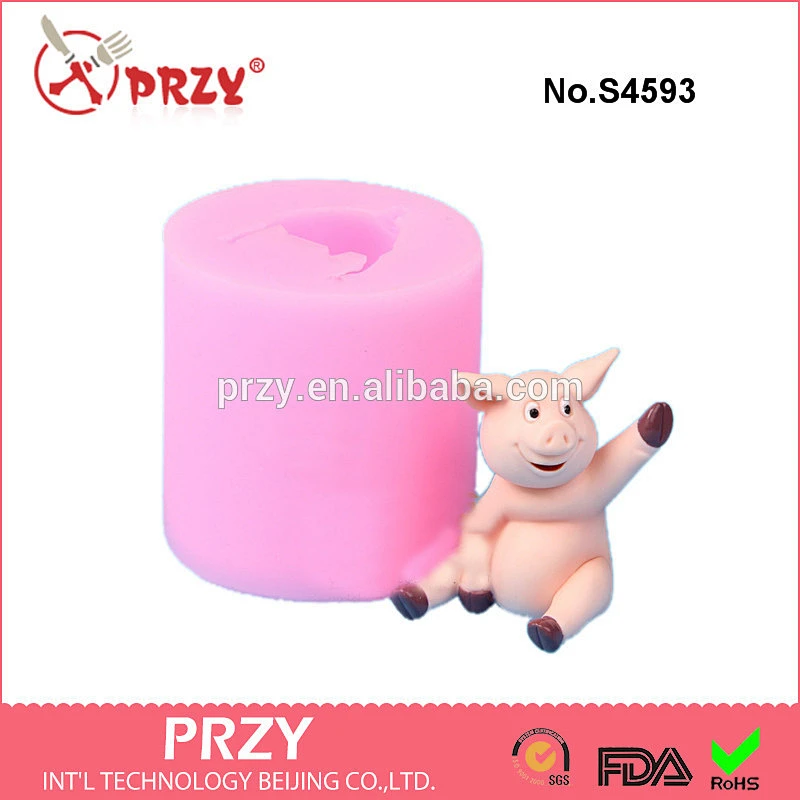 S4593 cartoon pig 3d silicone soap mold salt plaster pig mold