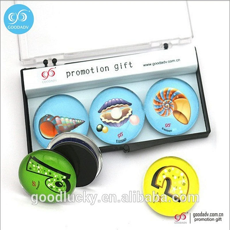 Round shaped crystal glass fridge magnet souvenir
