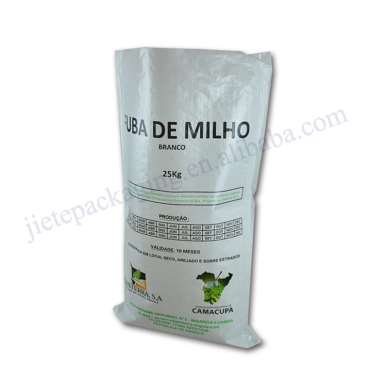 Customized white printed 25kg pp woven flour packaging bag plastic maize sack
