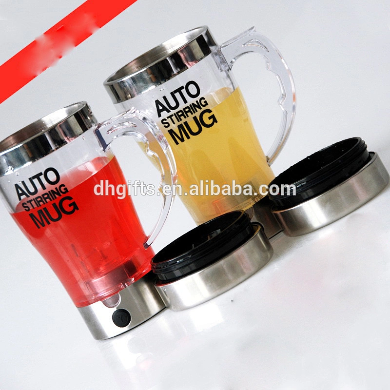 promotion cheap plastic cup gift automatic stirring mug stirring coffee cups with lid