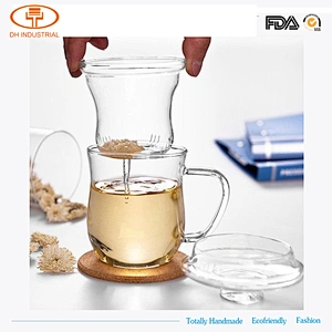 wholesale glass tea cup double wall glass tea cups for tea with filter