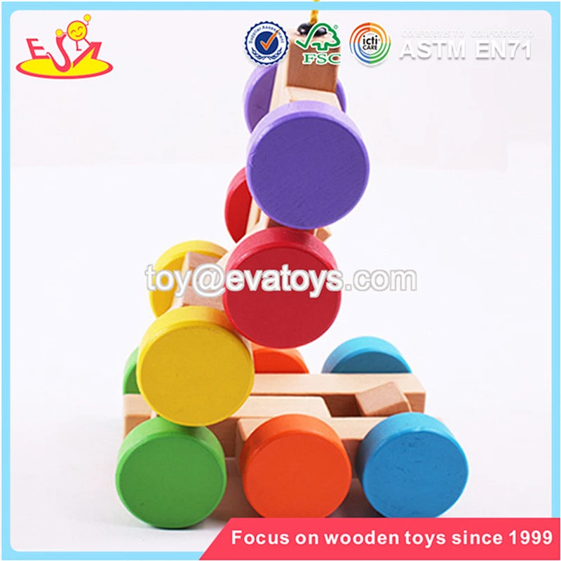 Wholesale colorful interesting wooden push cart toy for kids W03B027A