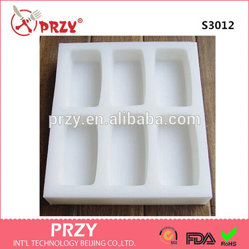 PRZY 6 cavity soap mold handmade silicone rectangle soap molds