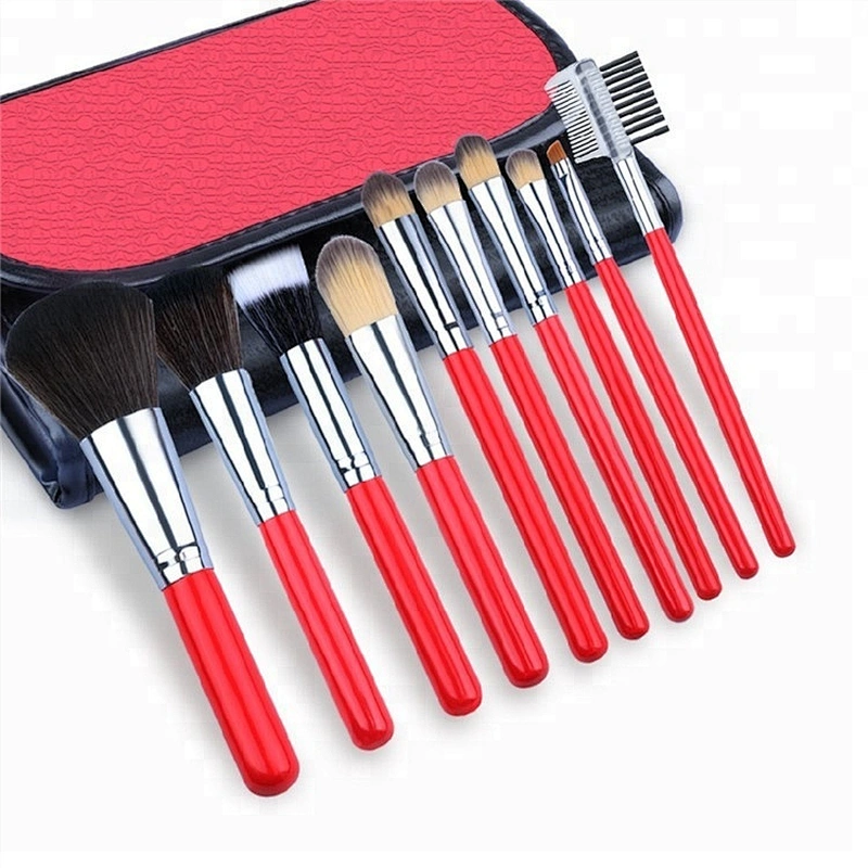High Quality 10pcs Mini Portable Travel Makeup Brush Set With Make Up Brush Pouch