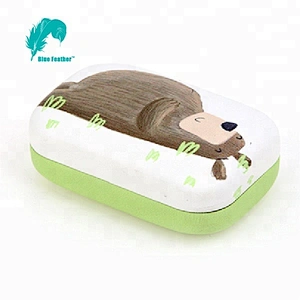 Cute cat custom design PU Leather contact lens case with mirror