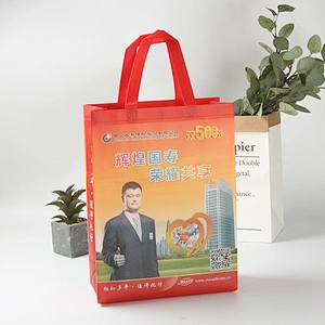 Red reusable grocery custom shopping bag manufacturers