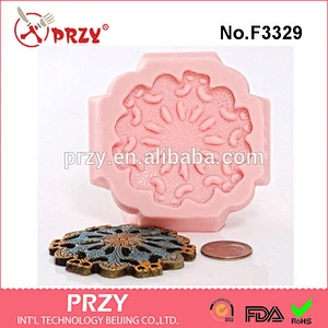 F3329 Scroll Work Medallion Silicone Mold- Cake Decorating Mold Fondant Gum Paste Chocolate Craft Jewelry Mold