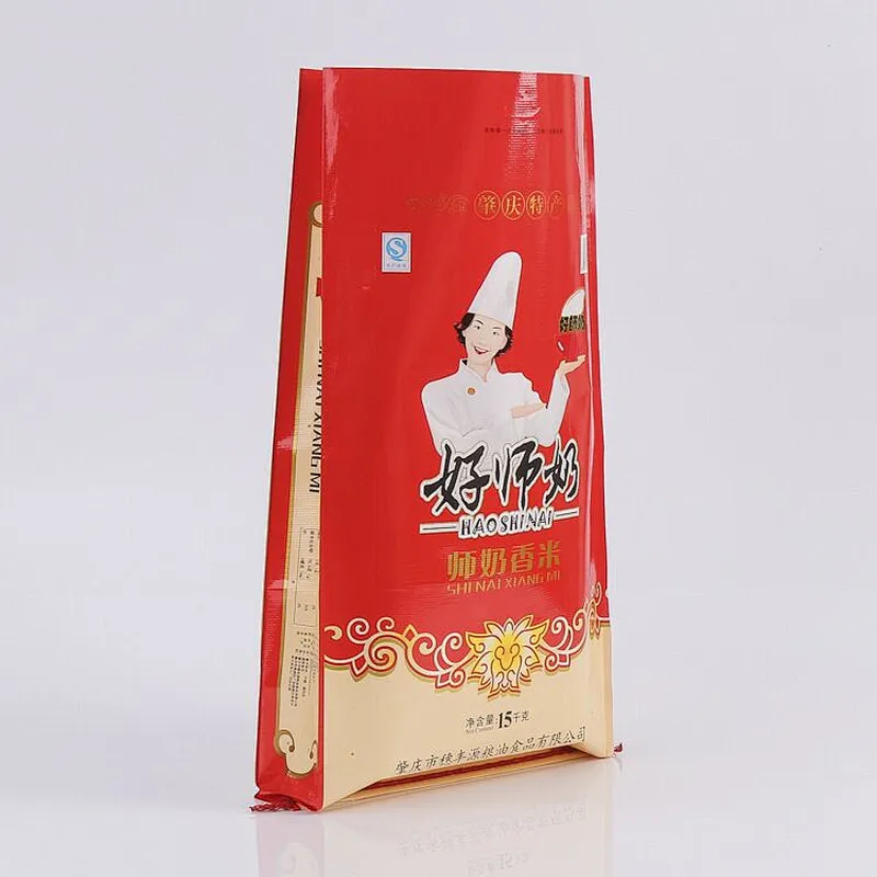 Custom color printing woven bag 15 kg for rice packaging