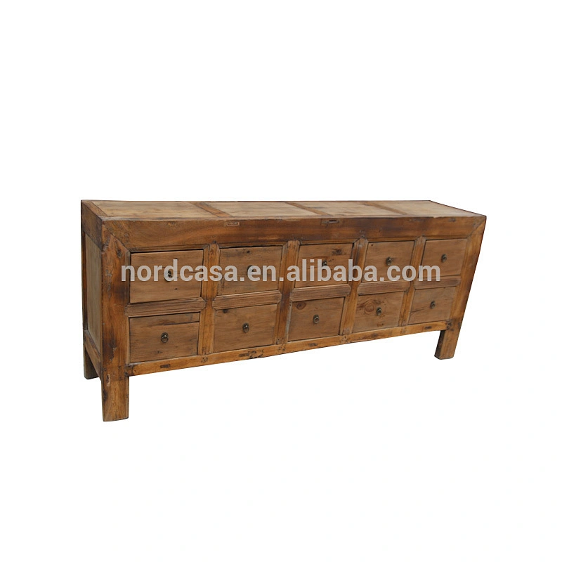 china antique provincial reclaimed wood cabinet with 10 drawers