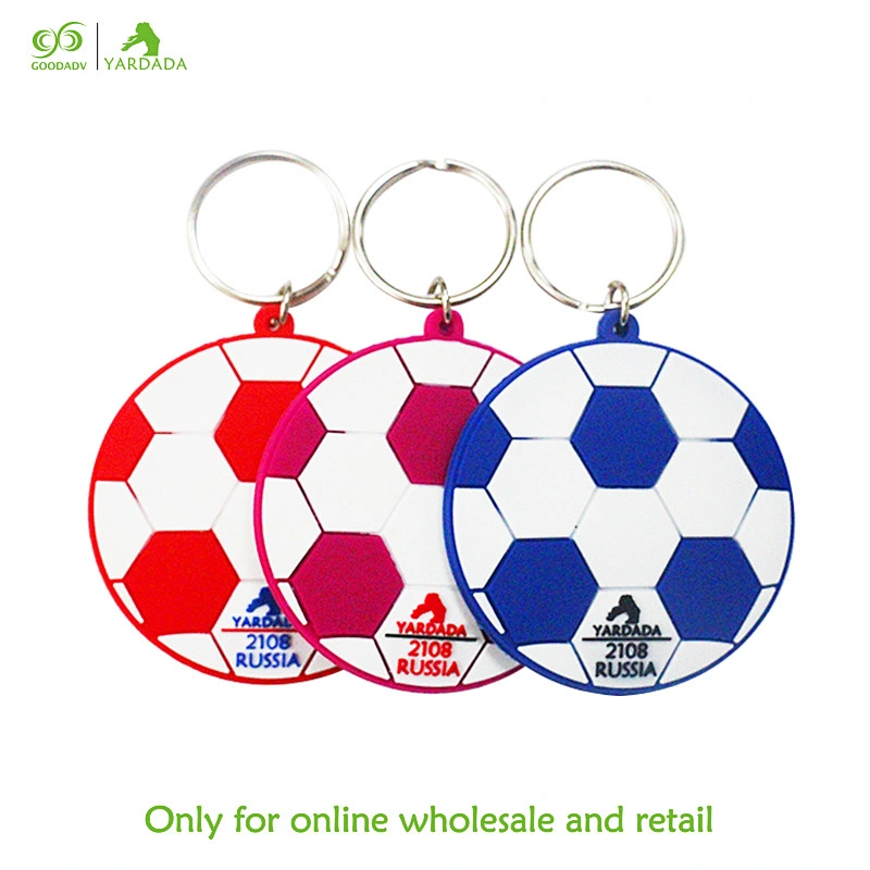 2018 round football pattern, new soft PVC key ring high quality football fans products in stock.