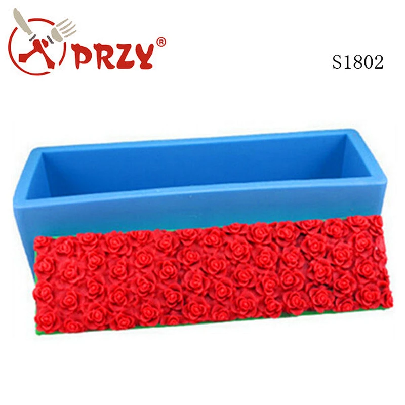 S1802 PRZY new wholesale rose loaf handmade silicone soap mold