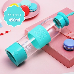 transparent cup body insulated coffee juice self stirring mug with lid