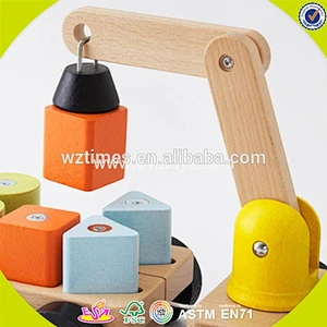 2018 wholesale baby toys wooden pull along train new design kids toys wooden pull along train with animals blocks W05C084