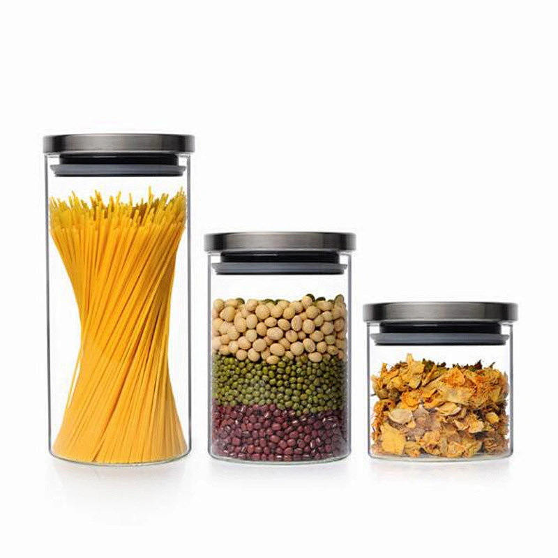 Kitchen Airtight Glass Canister Promotional High Borosilicate Storage Glass Bottle Transparent Food Glass Jar