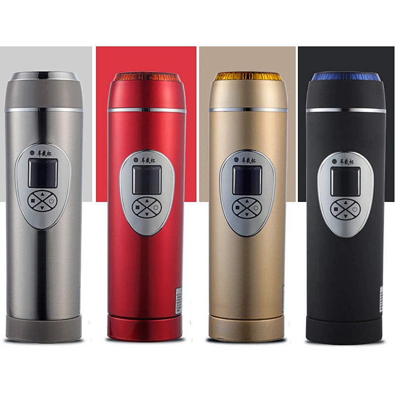 Electric stainless steel cup with Liquid Crystal Display for travel
