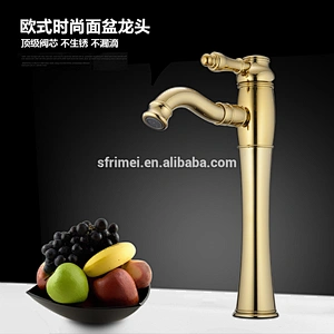 Wholesale single hole long handle gold plated bathroom basin faucet