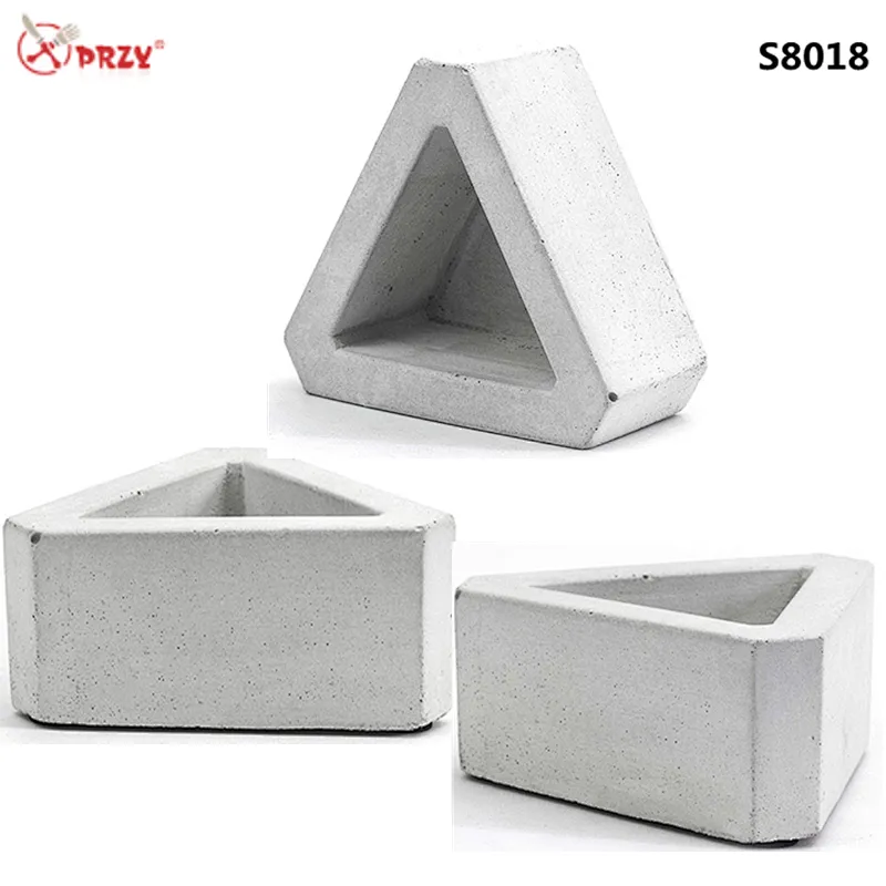 high quality 3D mini concrete vase mould silicone Triangle flower pot silicone molds concrete for sell