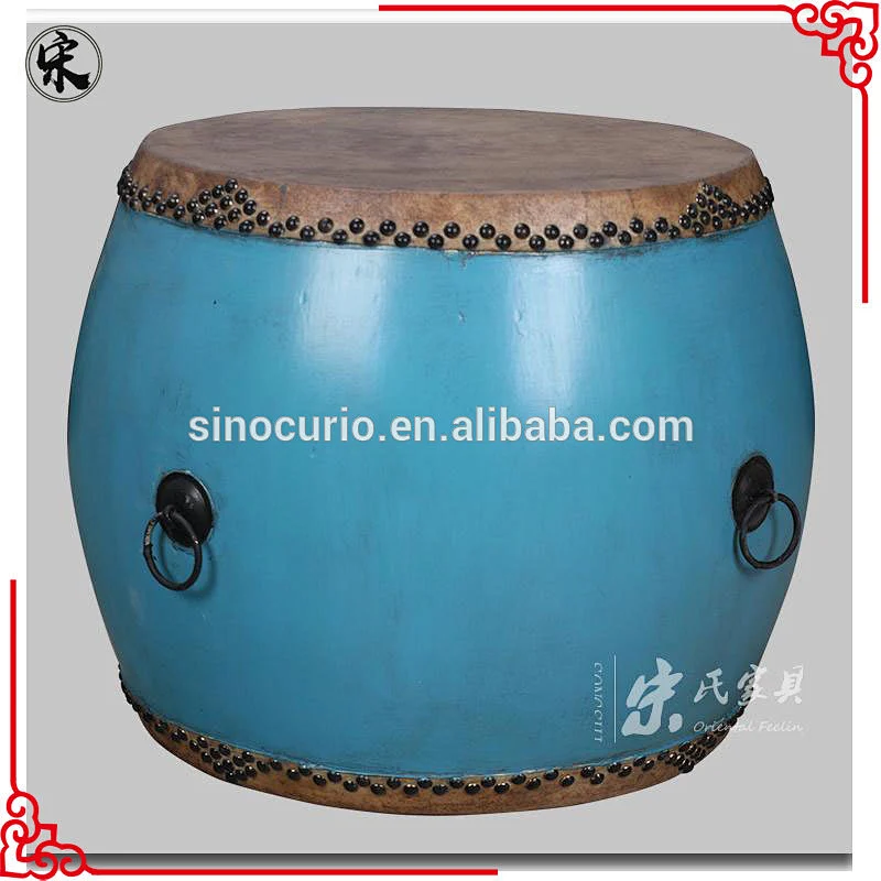 Chinese antique decorative carved drum table