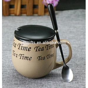 New Product Creative Ceramic Couple Mugs Custom Lovers Coffee Cup With Lid and Spoon