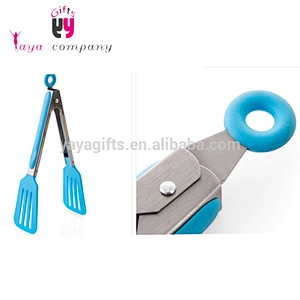 Food Grade Heat Resistant Stainless Steel Locking Silicon Spatula Tongs