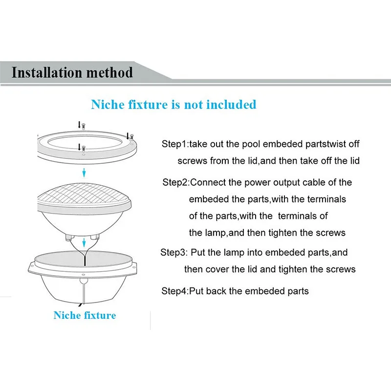 HOTOOK Stainless Steel 12V 24W Par56 LED  Outdoor Recessed LED Pool Light